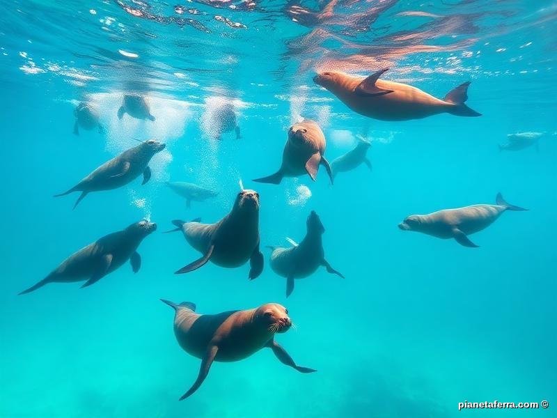 Snorkeling con leoni marini alle Galápagos