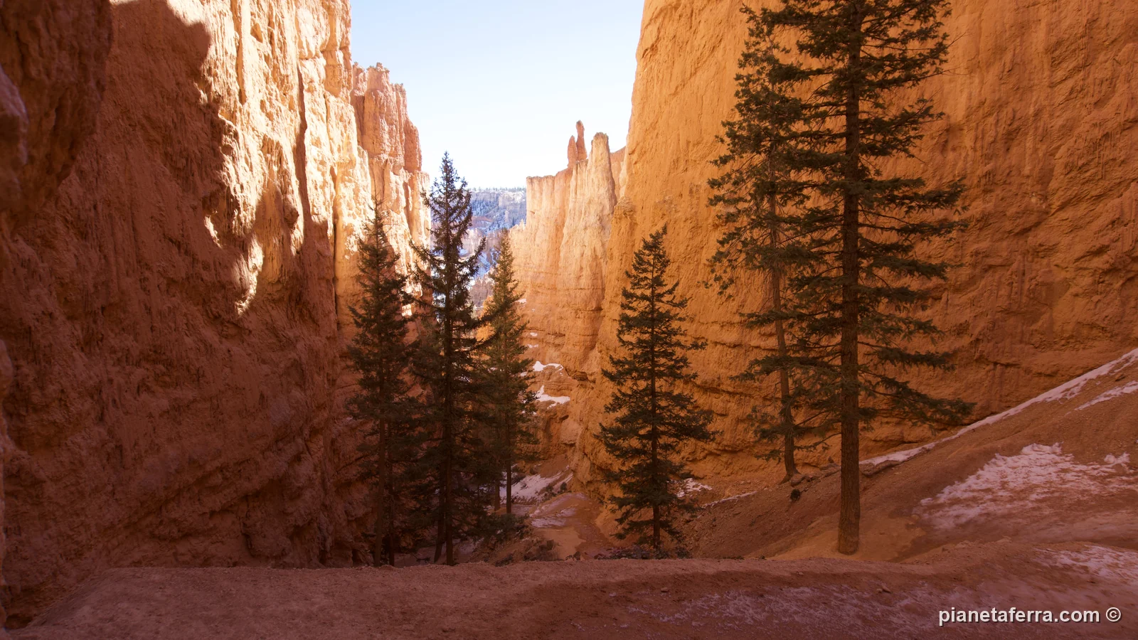 Il sentiero di Wall Street dentro l'anfiteatro di Bryce Canyon, a febbraio 2022