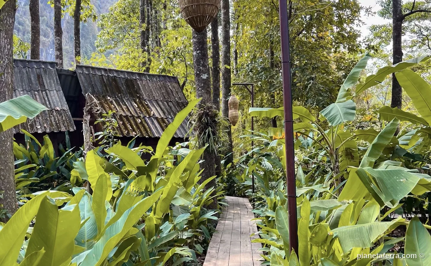 Bungalow nella giungla lungo il Thakhek Loop