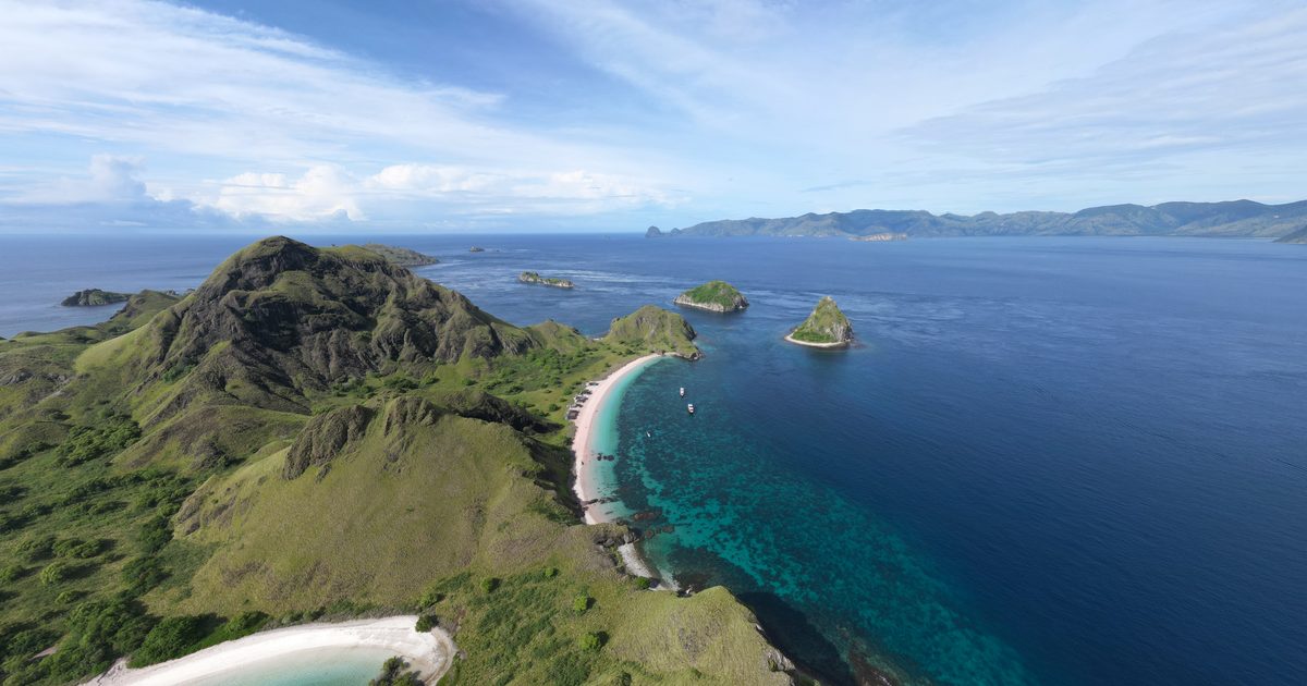 Padar, nel Parco Nazionale di Komodo, vista dal drone